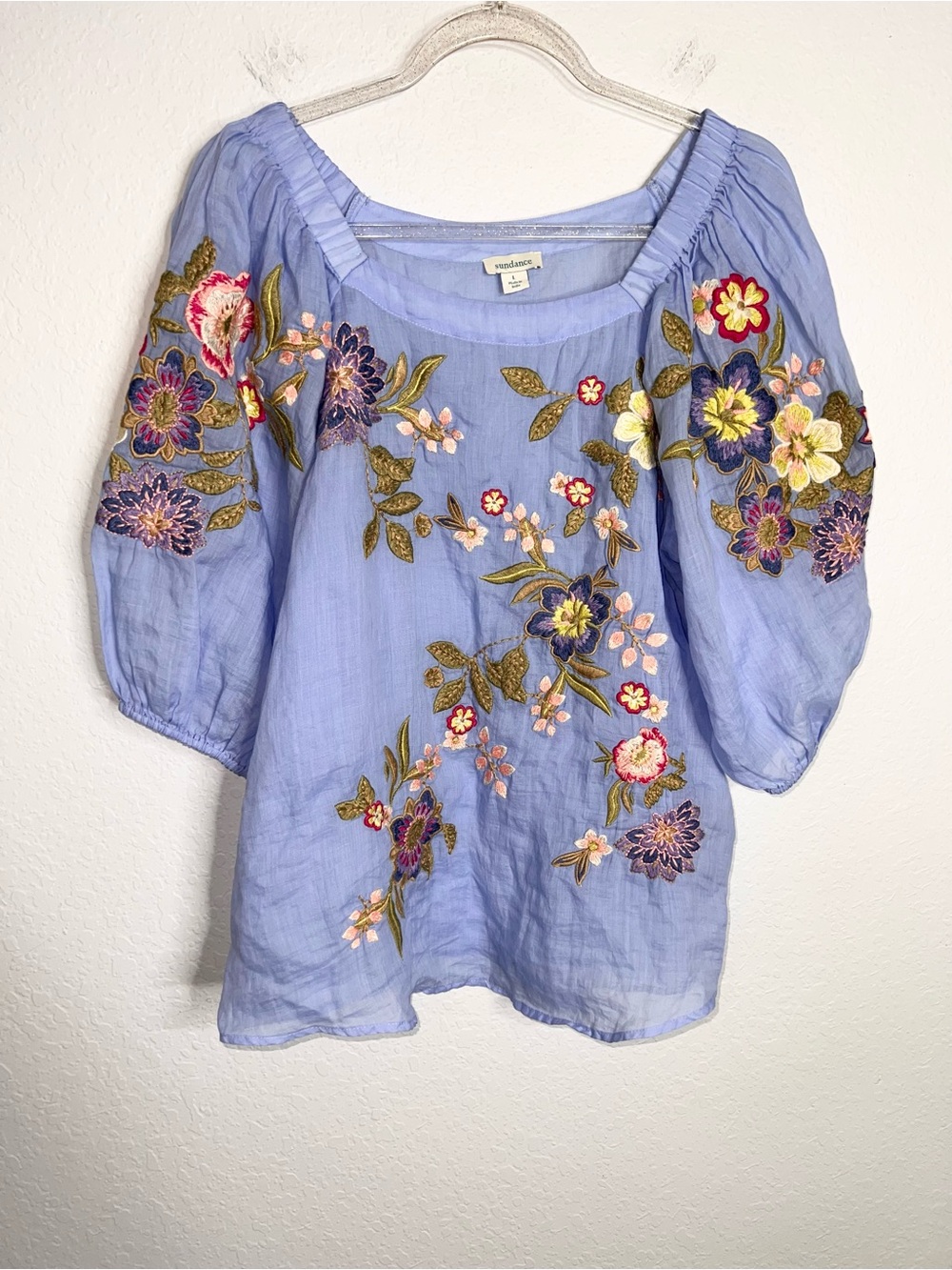 Sundance Embroidered Top Large Blooming Arbor Boho Hippie Cottagecore Peasant